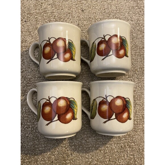 Staffordshire Other - Vintage Staffordshire Tableware Autumn Fayre Cherries 4 Mug Set Made in England